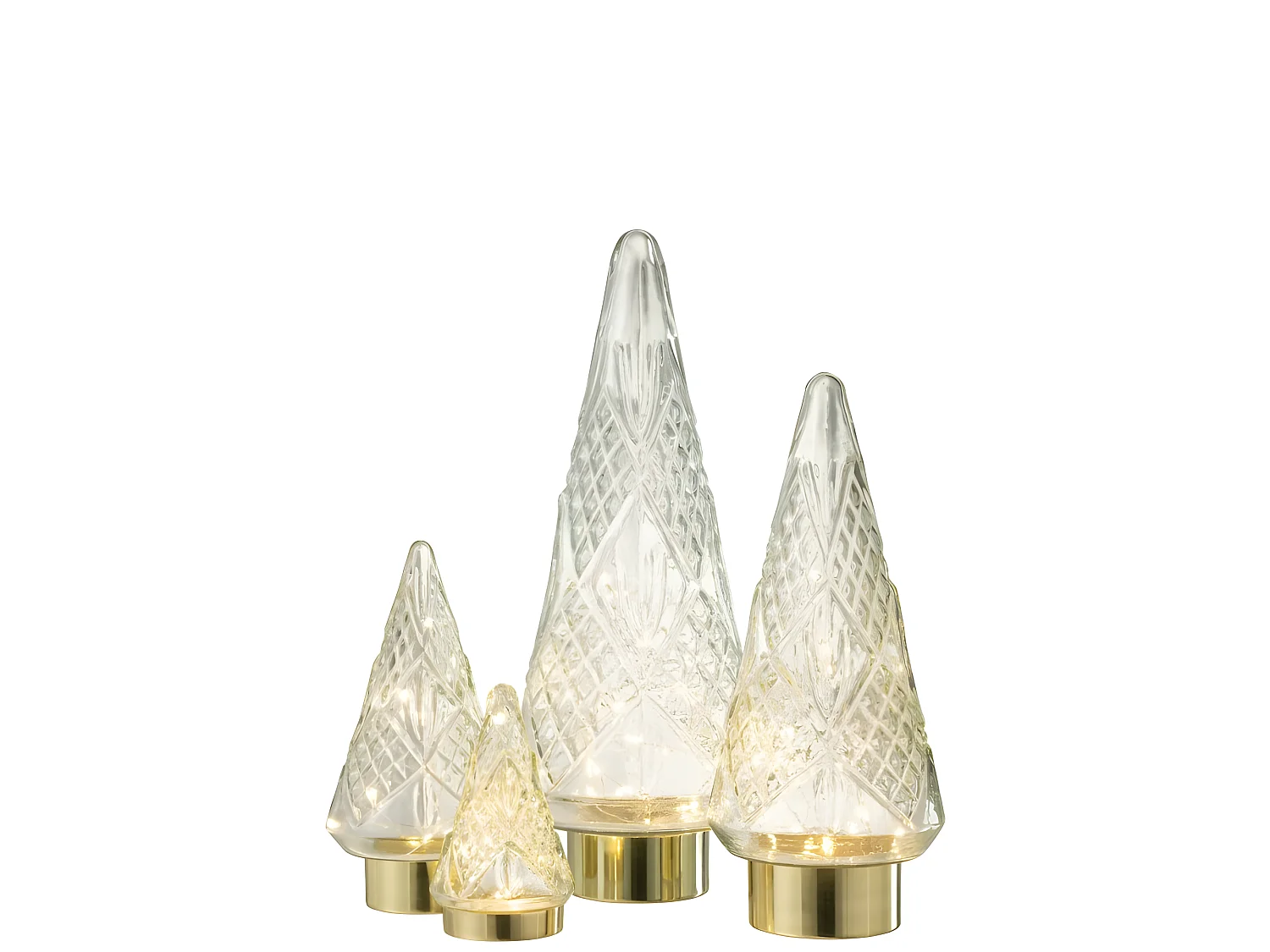 Albero di Natale decorativo a led in vetro trasparente 9x9x16 cm