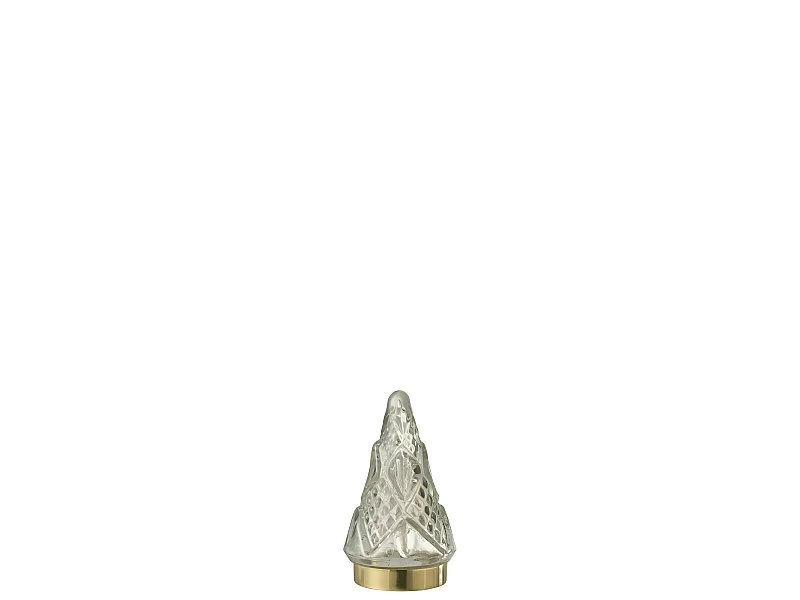 Albero di Natale decorativo a led in vetro trasparente 9x9x16 cm