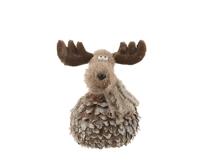 Reno con bufanda de virutas de madera marrón 15x18x21cm