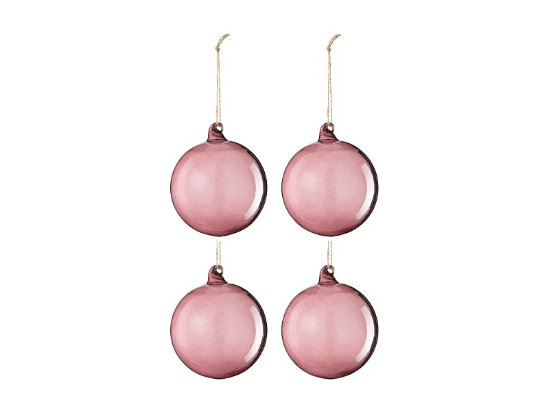 Caja de 6 bolas de Navidad de vidrio morado de 10x10x10 cm