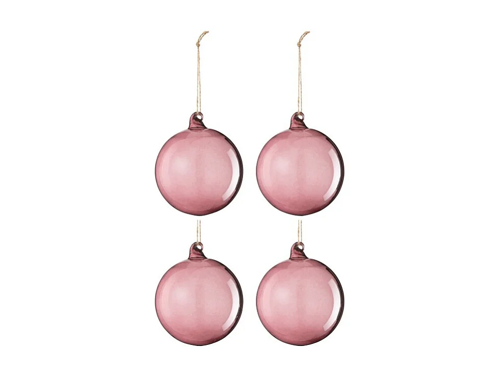 Caja de 6 bolas de Navidad de vidrio morado de 10x10x10 cm