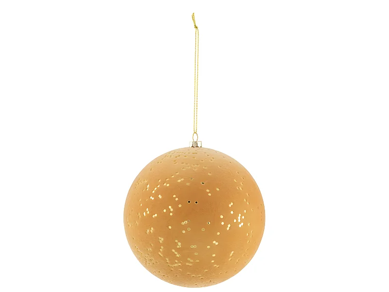 Palla di Natale in plastica color ocra 11.5x11.5x13 cm