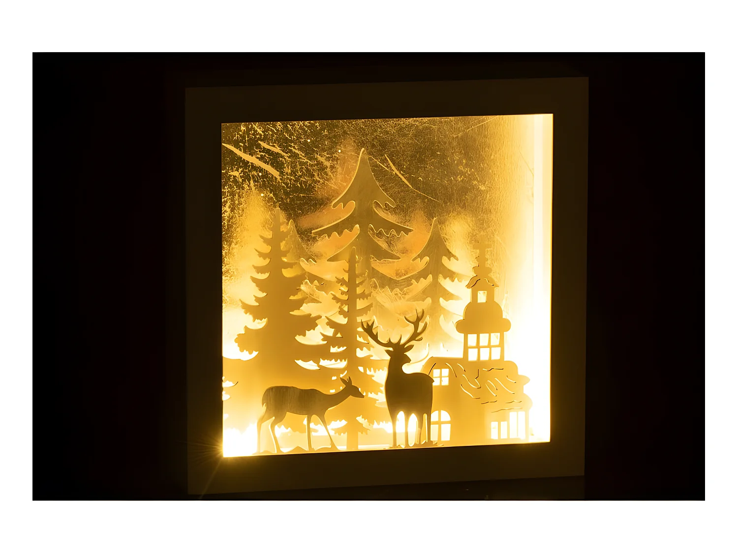 Cornice di Natale illuminata in plastica argento 24.5x7x24.5 cm