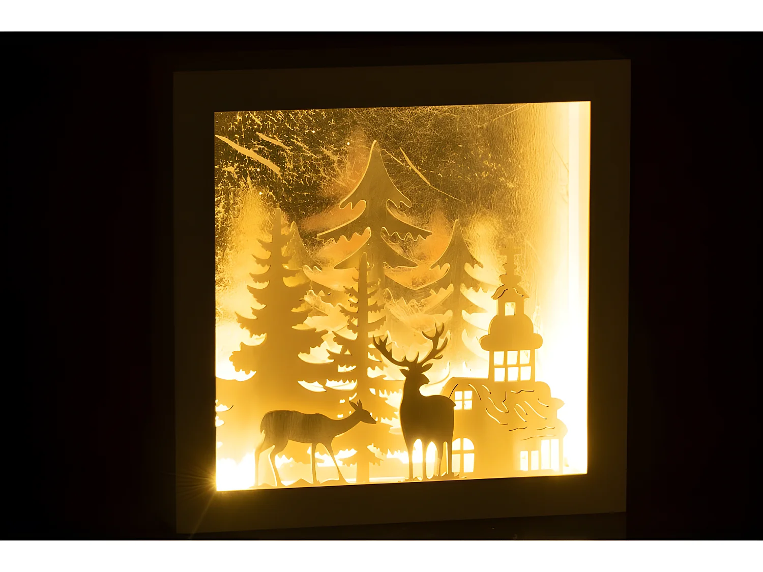 Cornice di Natale illuminata in plastica argento 24.5x7x24.5 cm