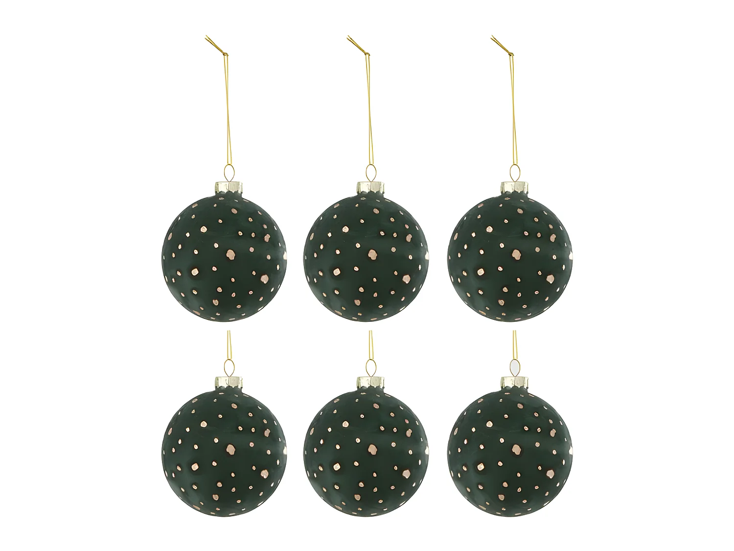 Caja de 6 bolas de Navidad de vidrio verde de 8x8x8 cm