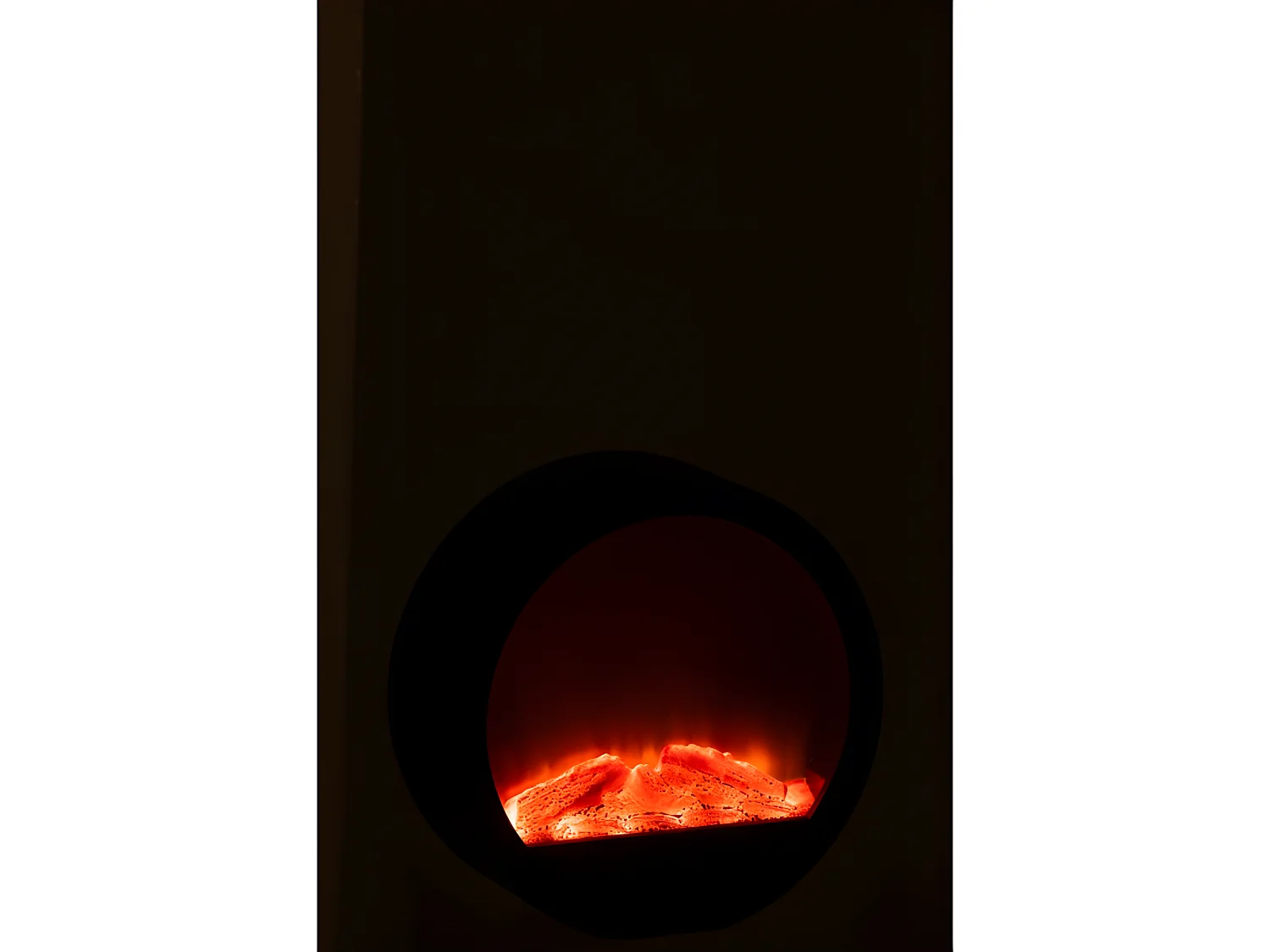 Cheminée décorative à led ronde en plastique noir 35x13x35cm