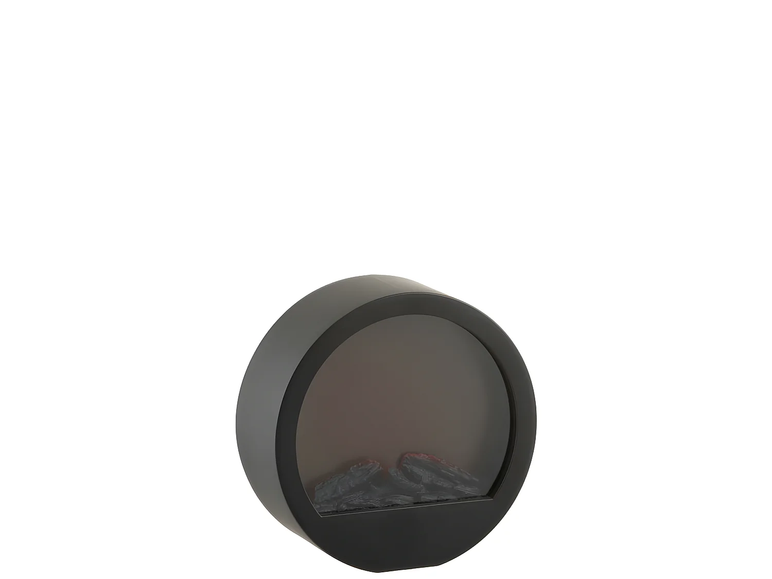 Cheminée décorative à led ronde en plastique noir 35x13x35cm