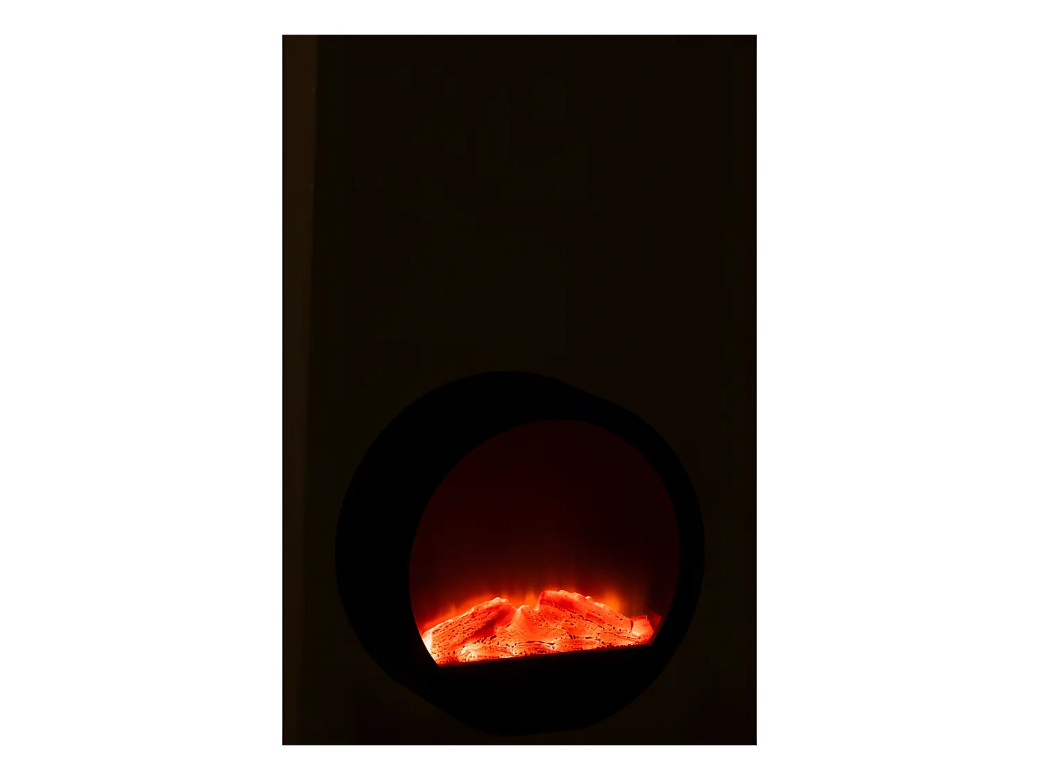 Cheminée décorative à led ronde en plastique noir 35x13x35cm