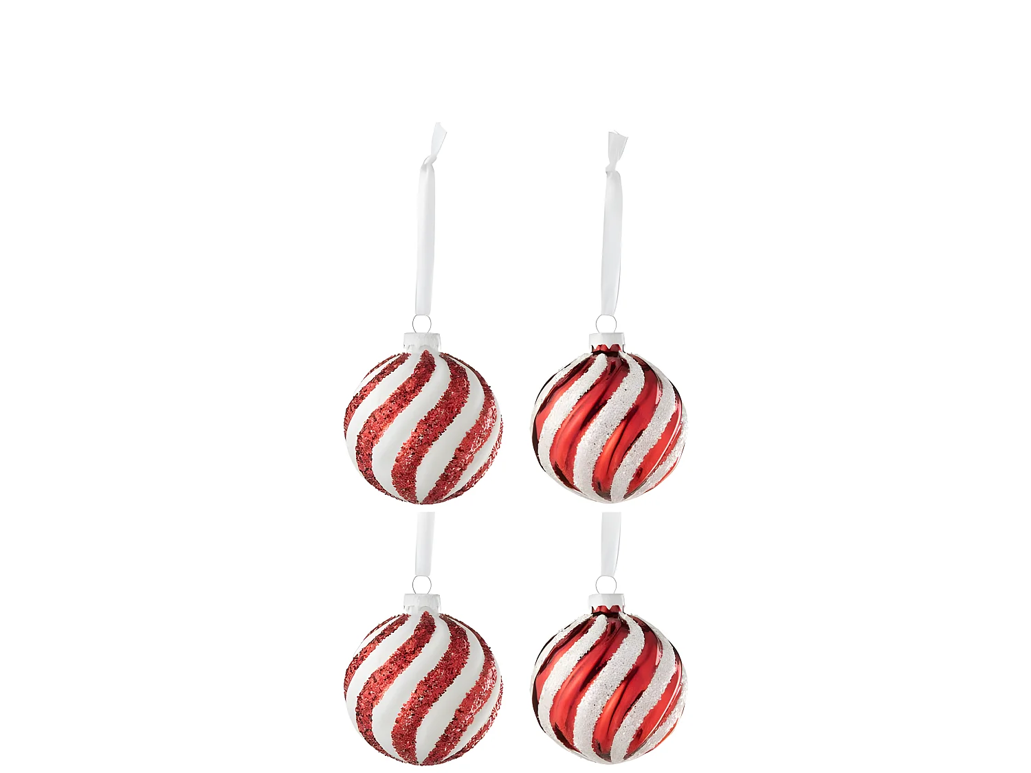 Scatola di 4 palline di Natale in vetro rosso 8x8x8 cm