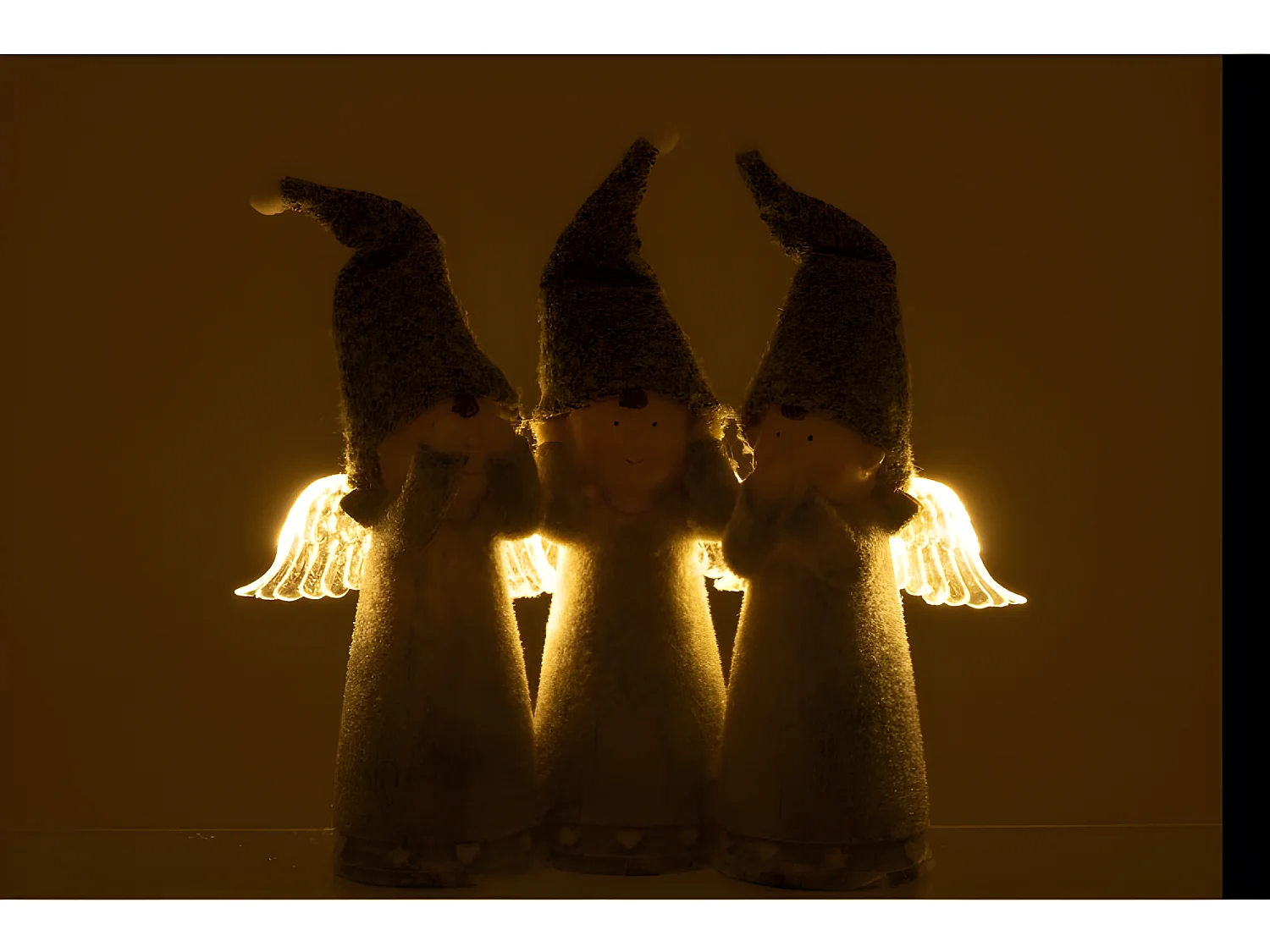 Set di 3 angeli in resina grigio 11x29x21 cm