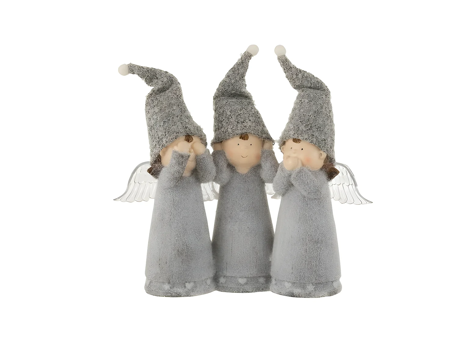 Set di 3 angeli in resina grigio 11x29x21 cm