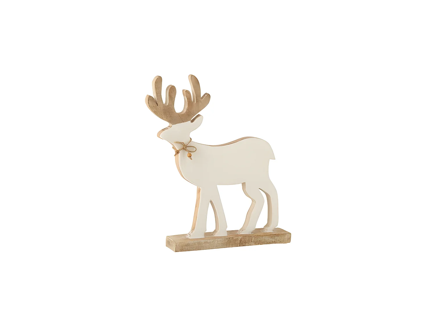 Renna di Natale in legno di mango bianco 6x31x41,5 cm