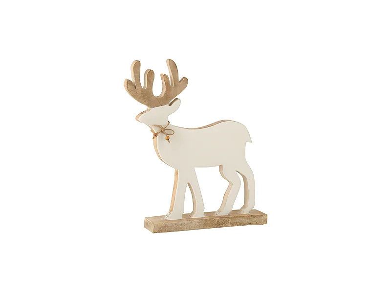 Renna di Natale in legno di mango bianco 6x31x41,5 cm