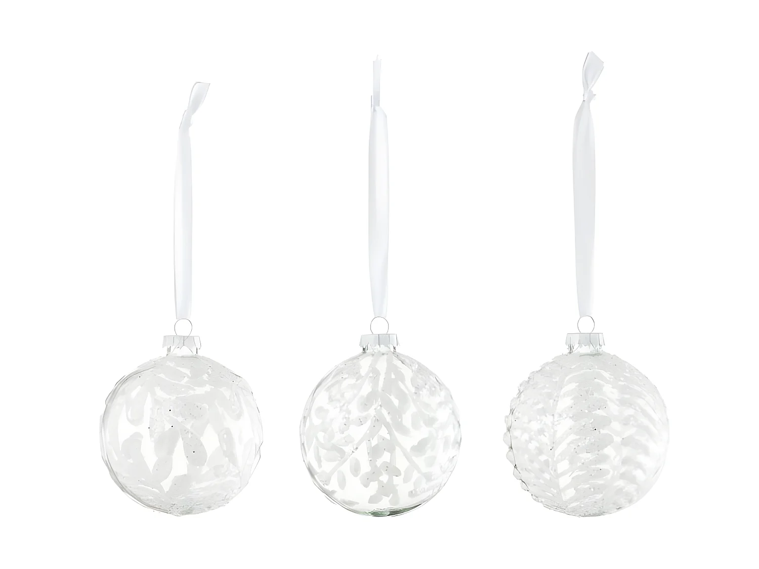 Scatola di 6 palline di Natale in vetro bianco 8x8x8 cm