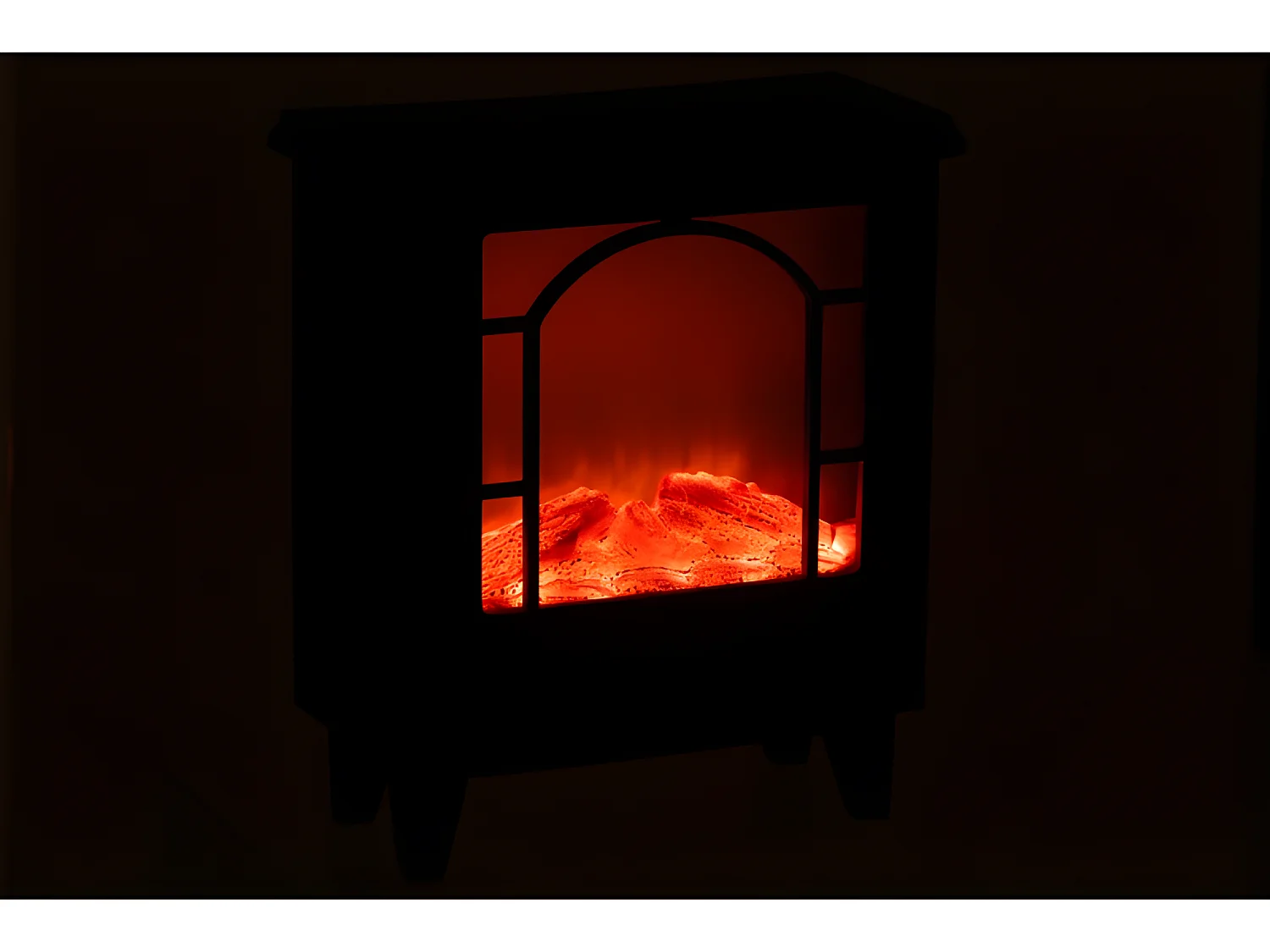 Cheminée décorative à led en plastique noir 35x17x40cm