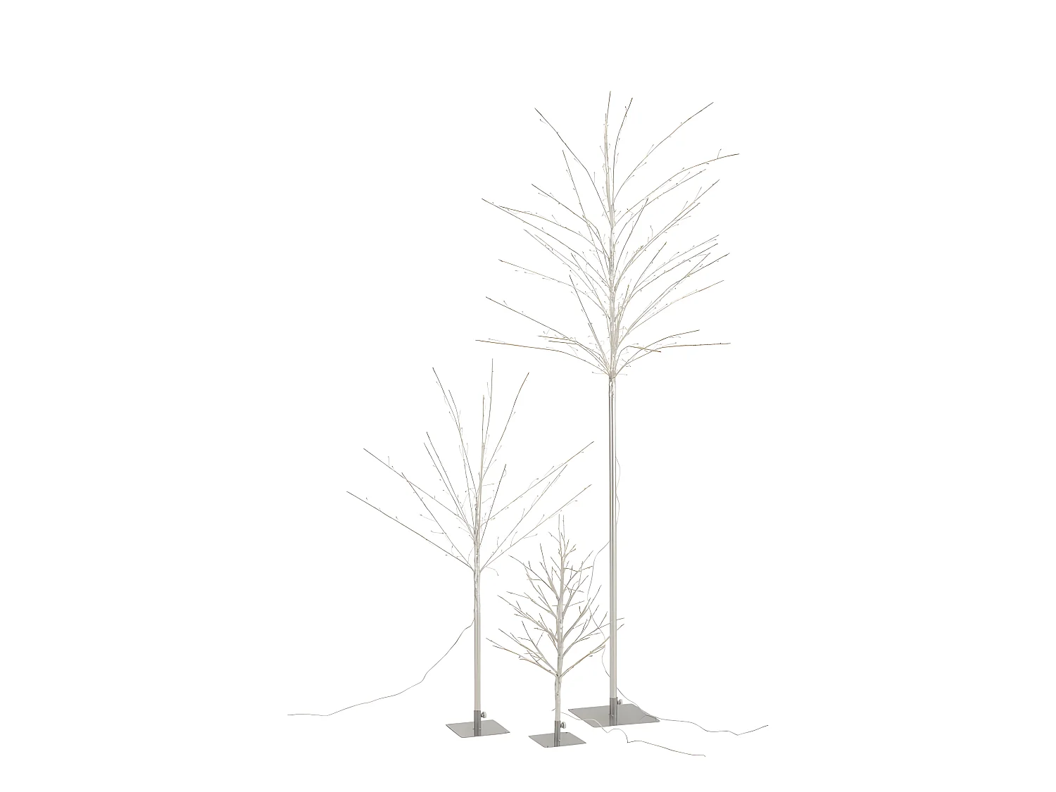 Árbol desnudo con luces de metal plateado 34x30x59 cm