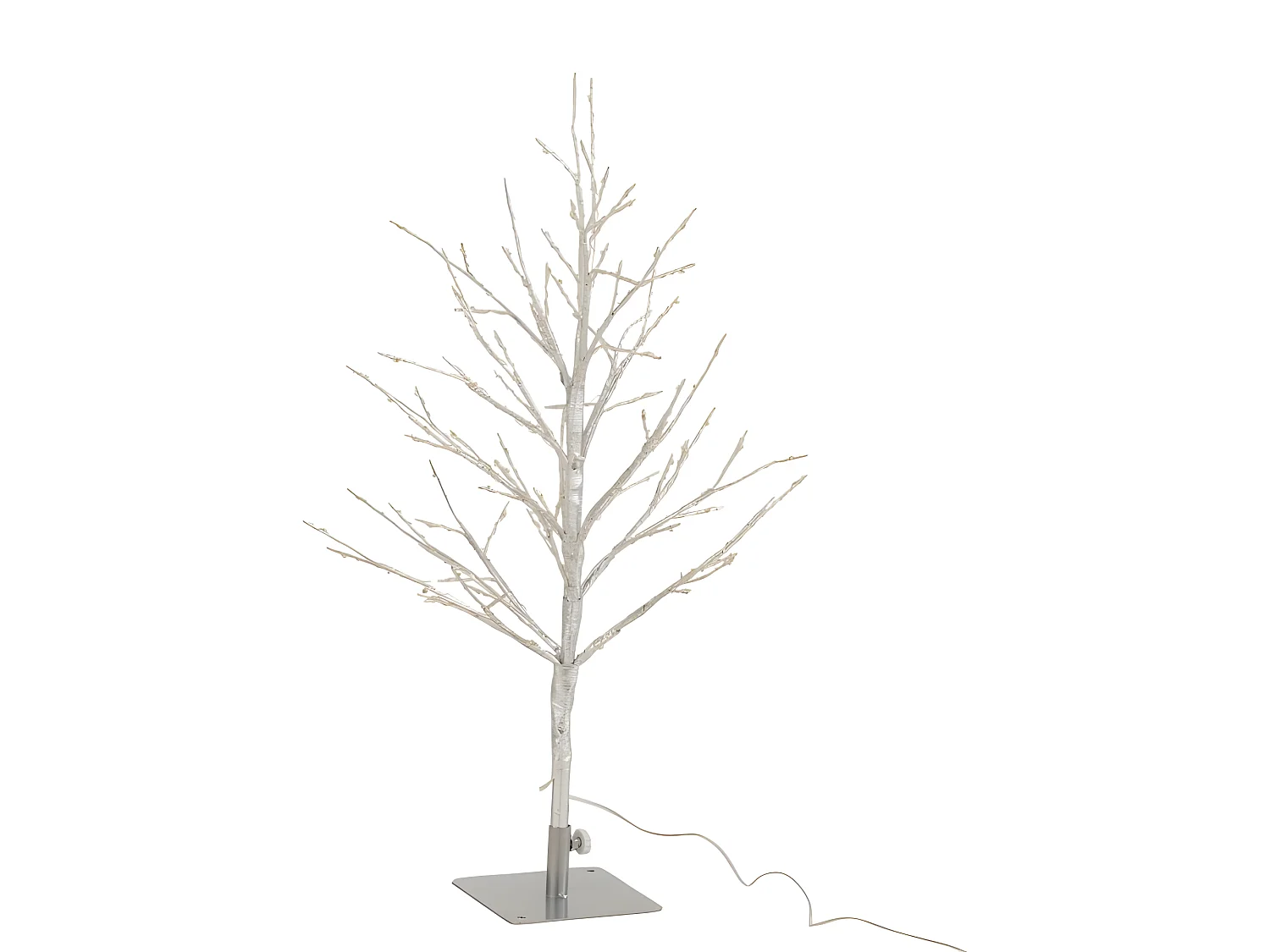 Arbre dénudé avec led en métal argent 34x30x59 cm