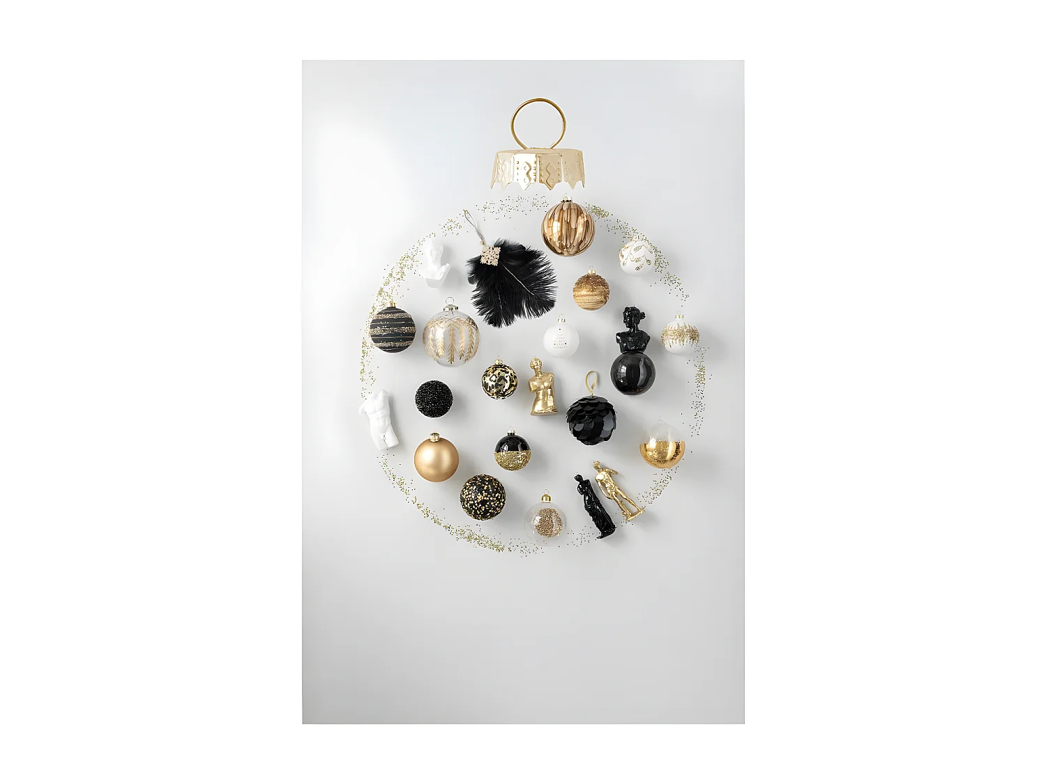 Scatola di 4 palline di Natale in vetro marrone 12x12x12 cm