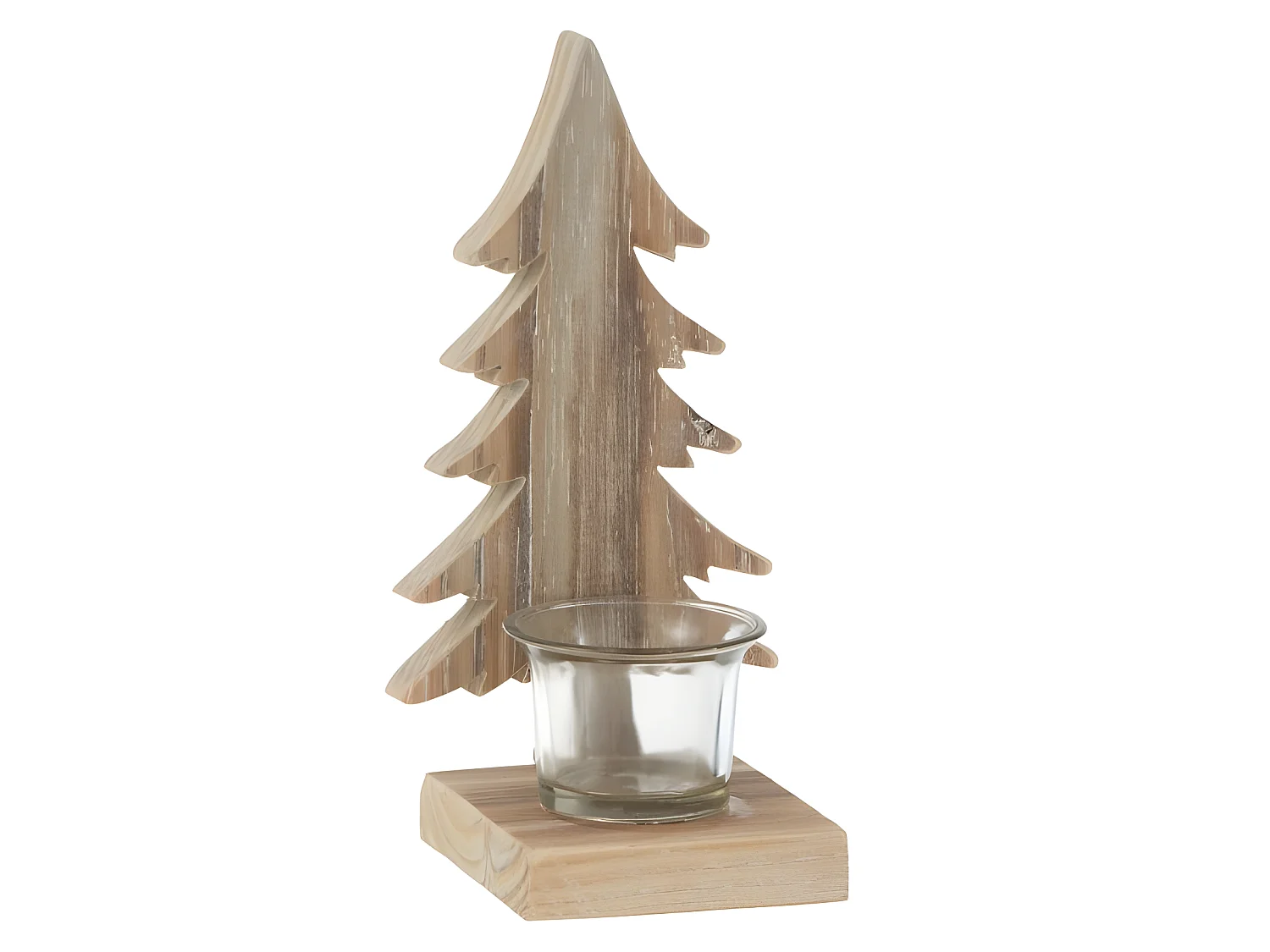 Photophore de Noël en bois marron 10x9.5x20 cm