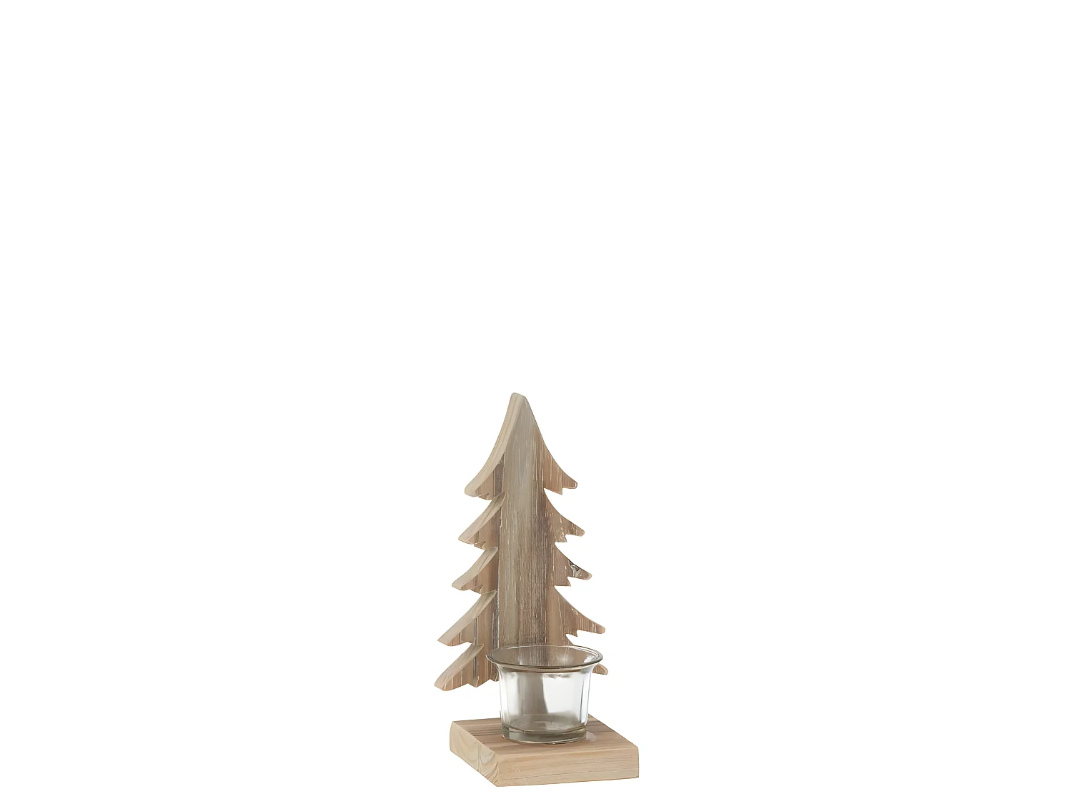 Photophore de Noël en bois marron 10x9.5x20 cm