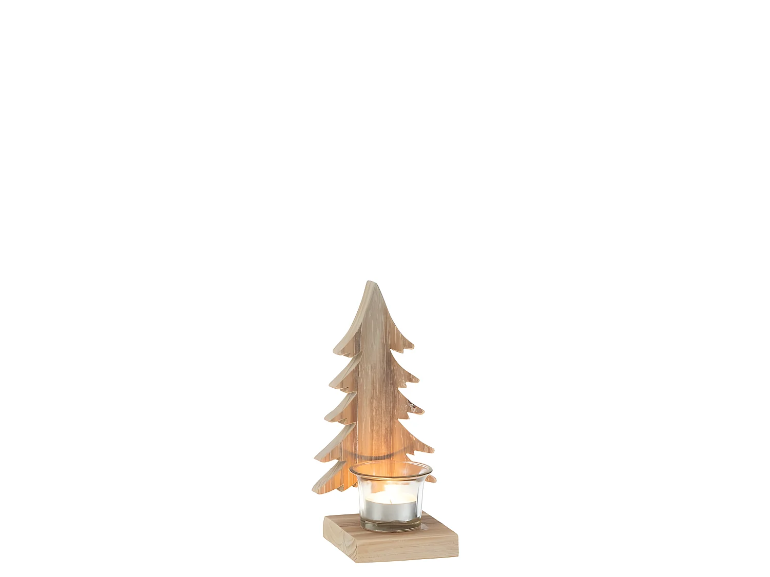 Photophore de Noël en bois marron 10x9.5x20 cm