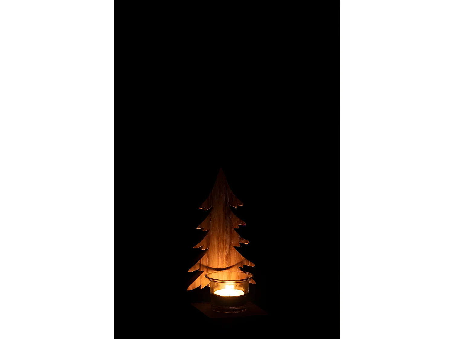 Photophore de Noël en bois marron 10x9.5x20 cm