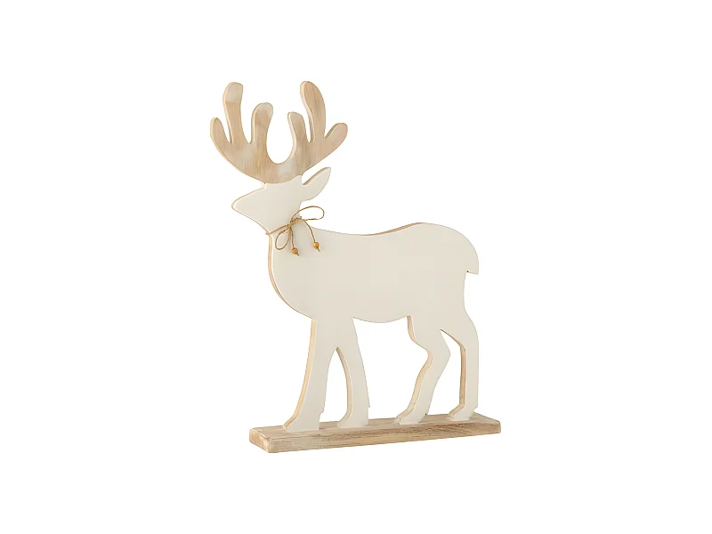 Renna di Natale in legno di mango bianco 45x7x56 cm