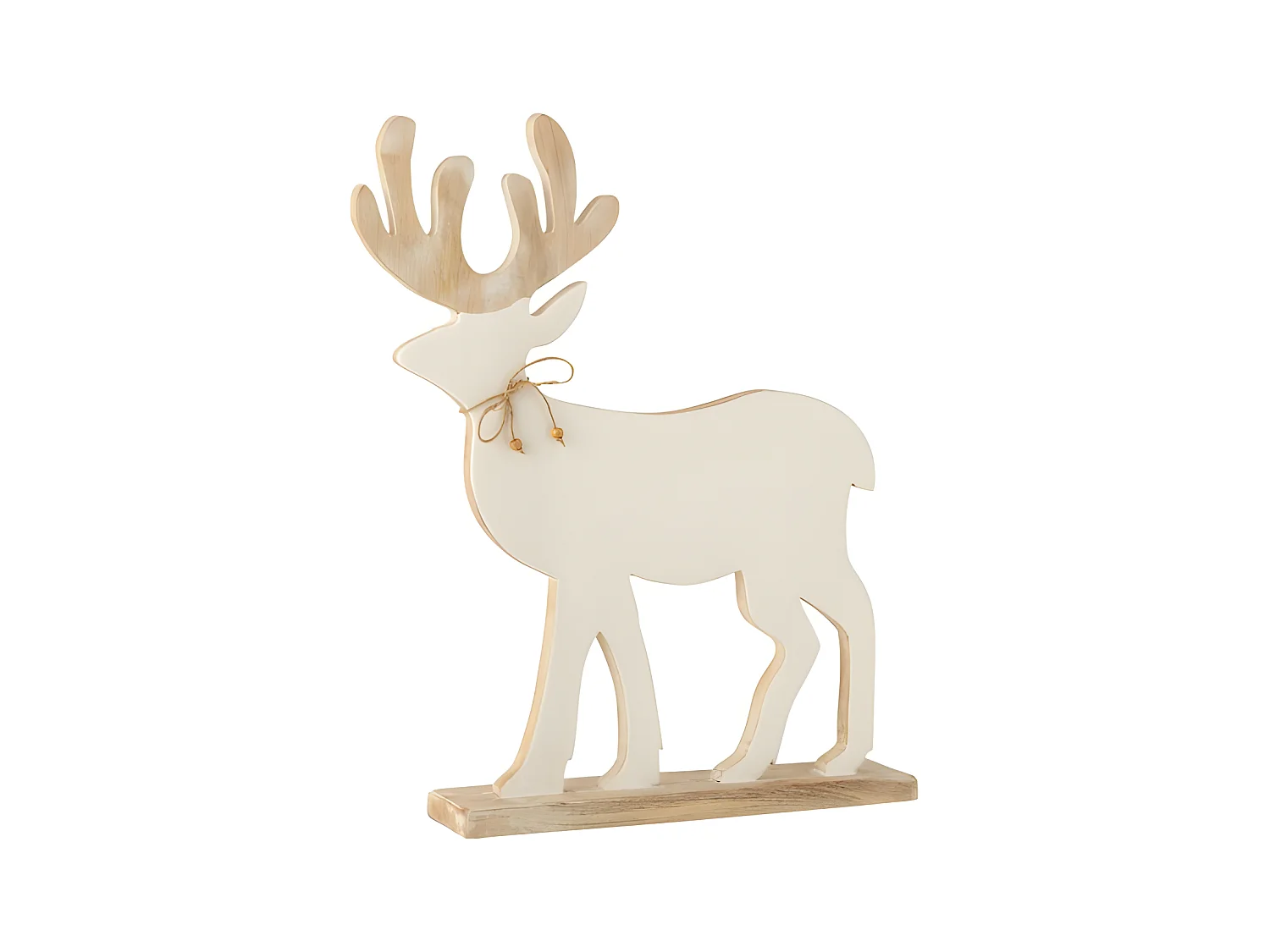Renna di Natale in legno di mango bianco 45x7x56 cm