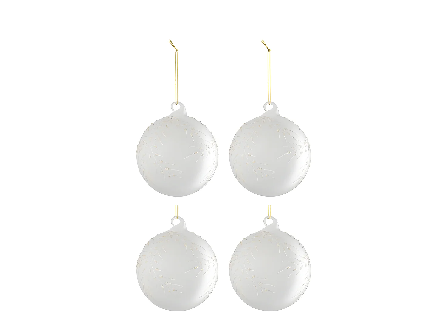Scatola di 4 palline di Natale in vetro bianco 10x10x10 cm