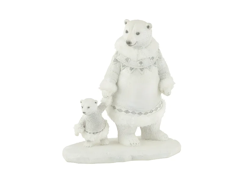Osos polares de la mano resina blanco/gris Alt. 26 cm