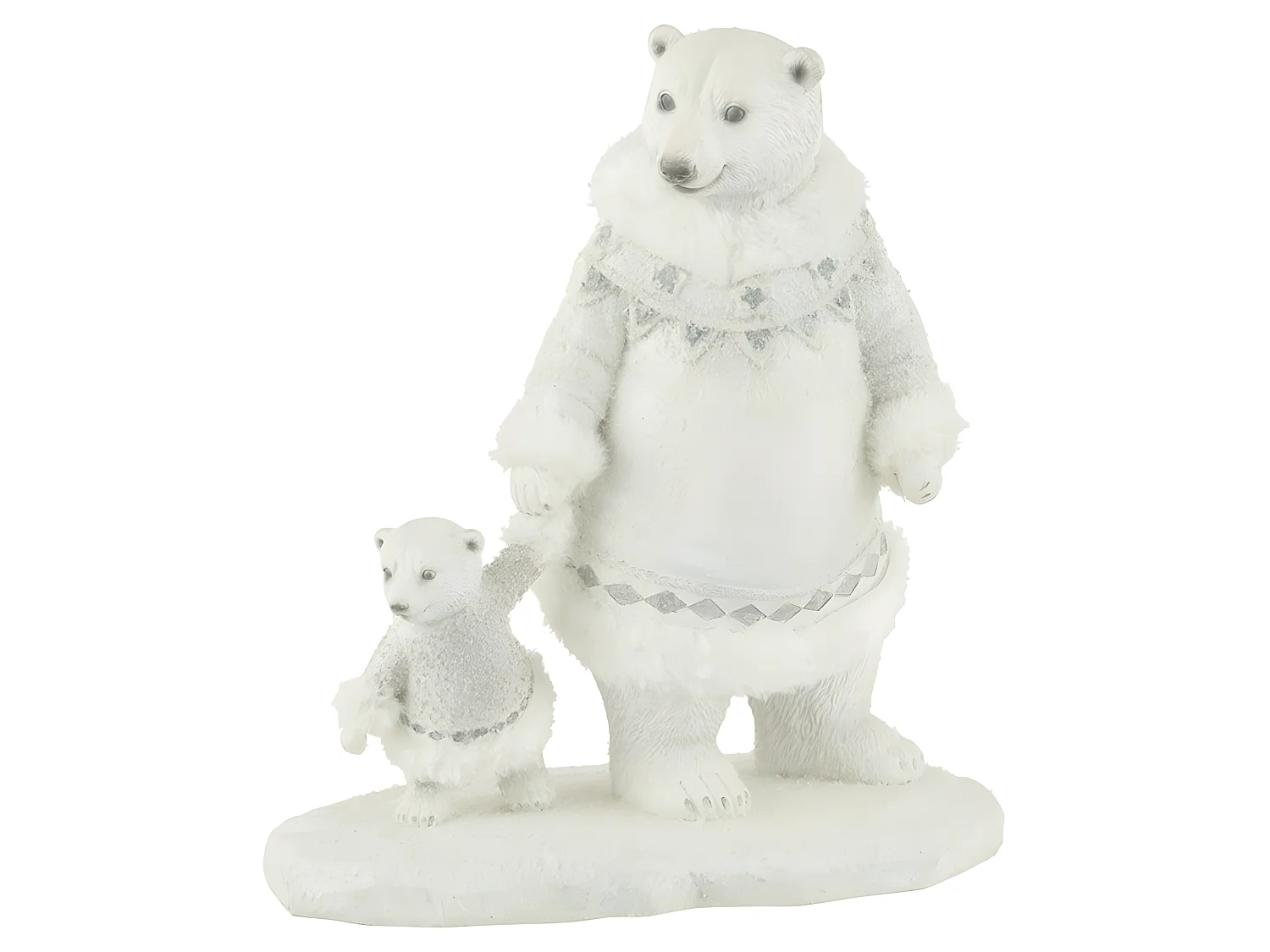 Osos polares de la mano resina blanco/gris Alt. 26 cm