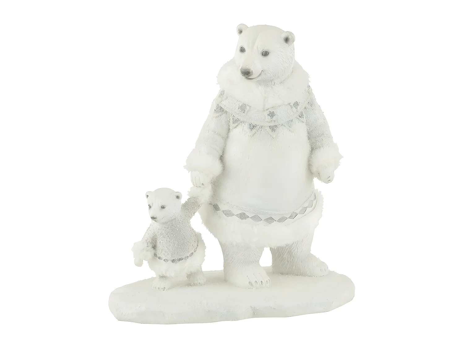 Orso di Natale in resina bianco 14x24x26 cm