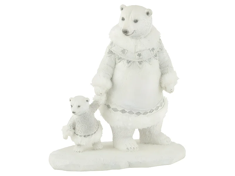 Osos polares de la mano resina blanco/gris Alt. 26 cm