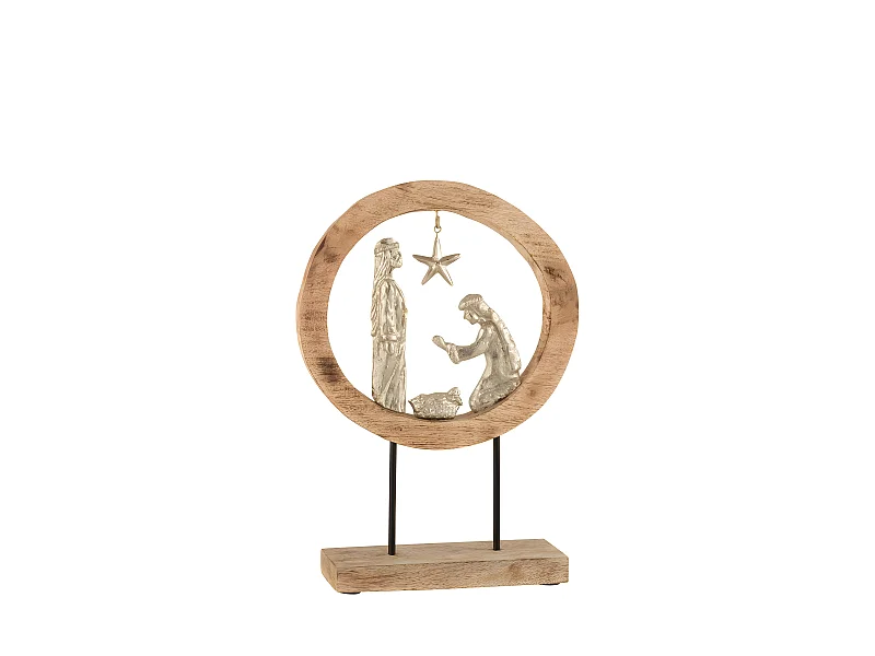 Presepe di Natale in legno argentato marrone 32,5x10x45 cm