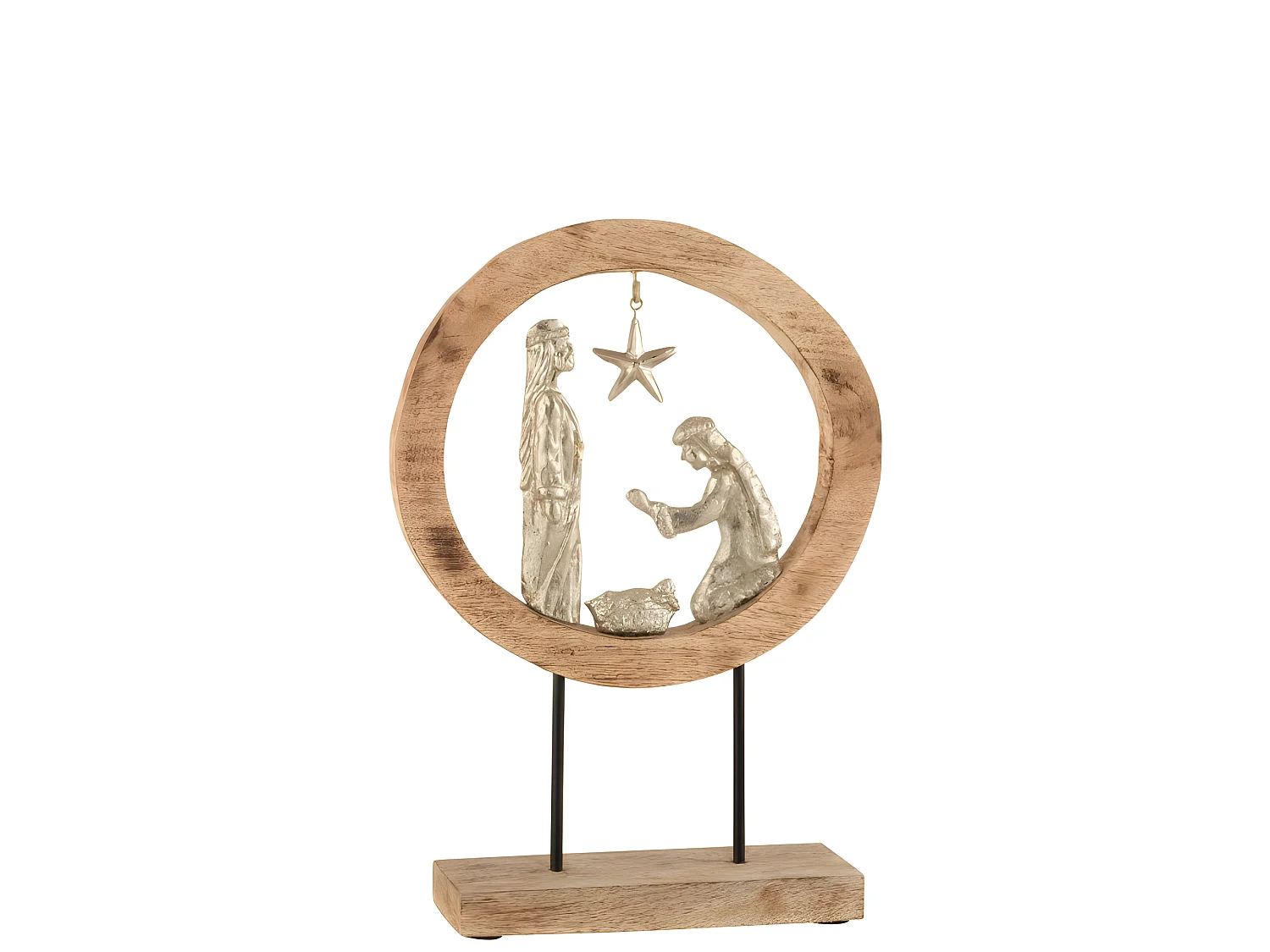 Presepe di Natale in legno argentato marrone 32,5x10x45 cm