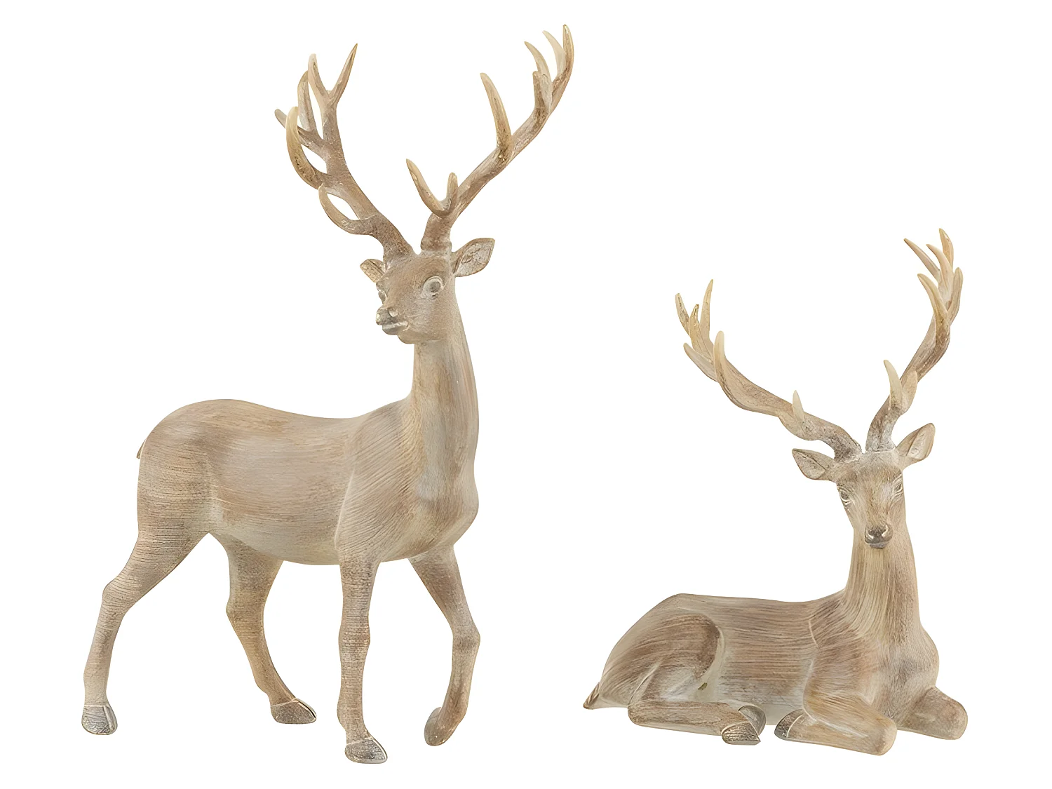 Set di 2 renne in resina marrone 10x37x32 cm