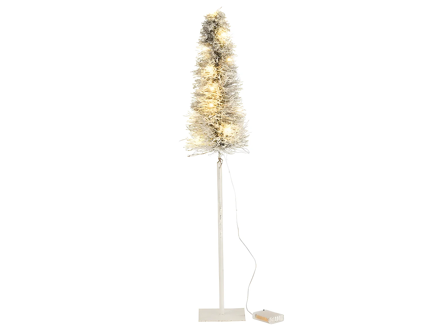 Albero di Natale a LED in legno bianco 15x15x79 cm