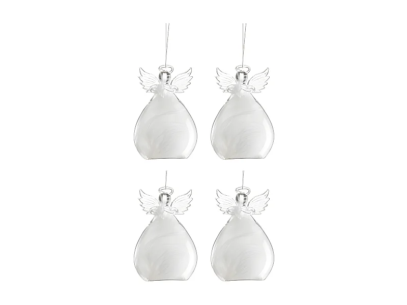 Scatola di 4 palline di Natale in vetro trasparente 7.8x7.8x11.4 cm