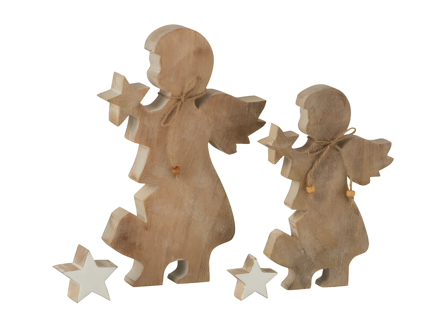 Ángel estrella madera de mango whitewash/blanco Alt. 29 cm