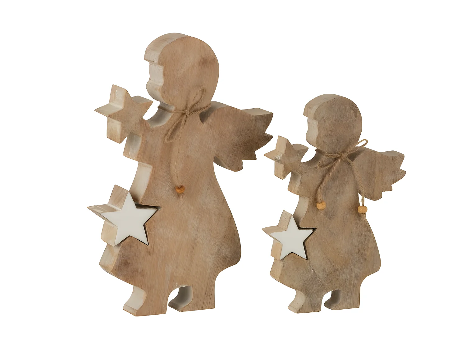 Ángel estrella madera de mango whitewash/blanco Alt. 29 cm