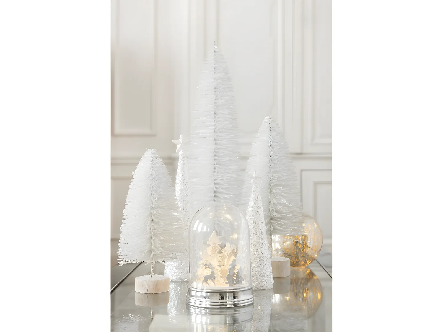 Sapin de Noël artificiel en plastique blanc 16x16x38 cm
