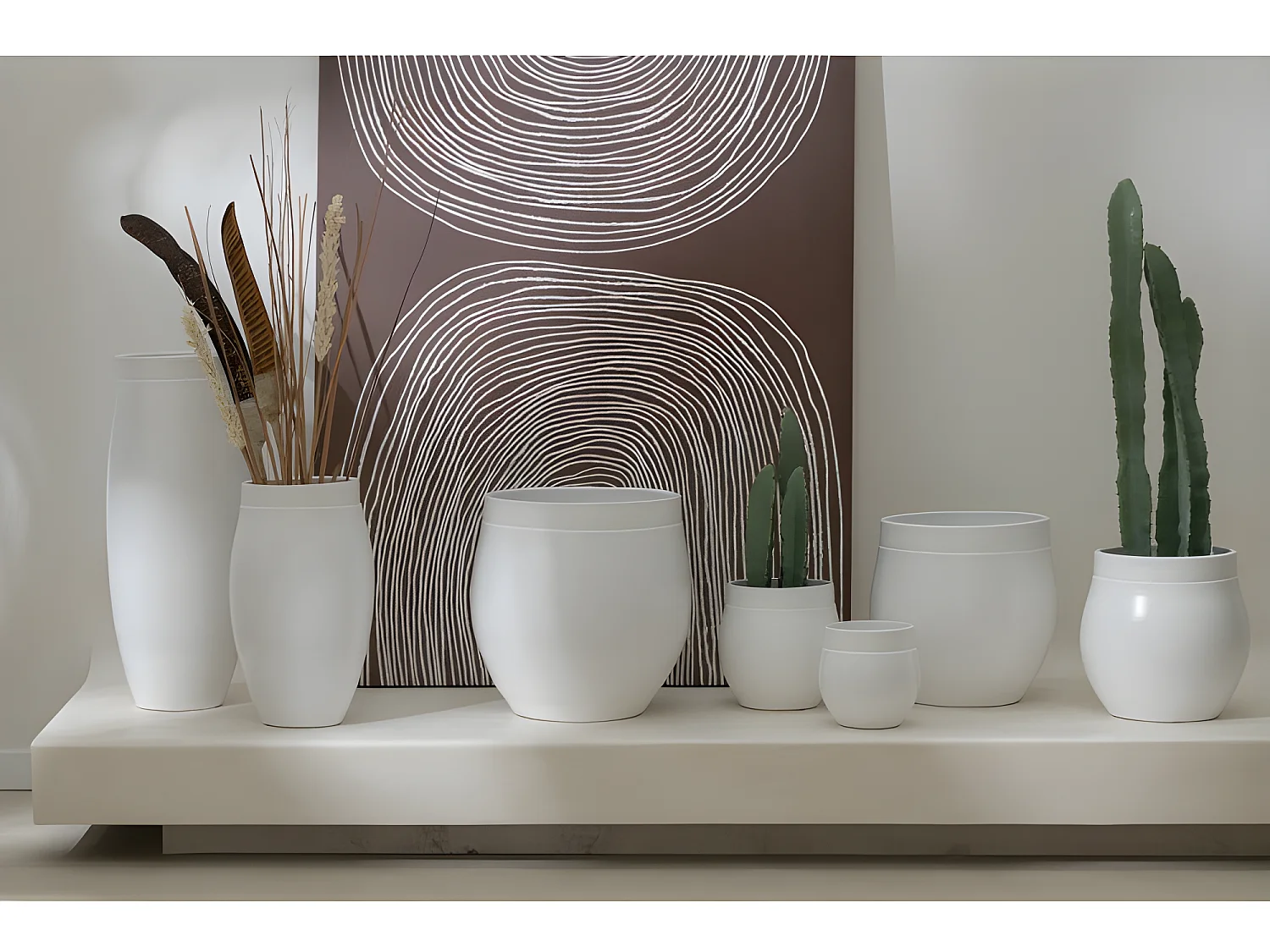 Witte keramische bloempot 29x29x29 cm