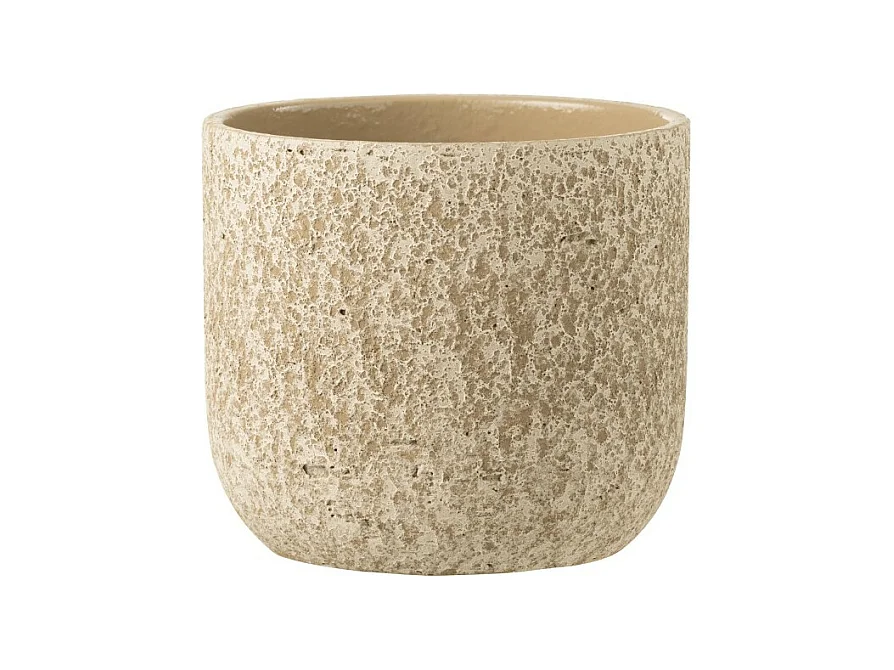 Beige keramische bloempot 22x22x20 cm