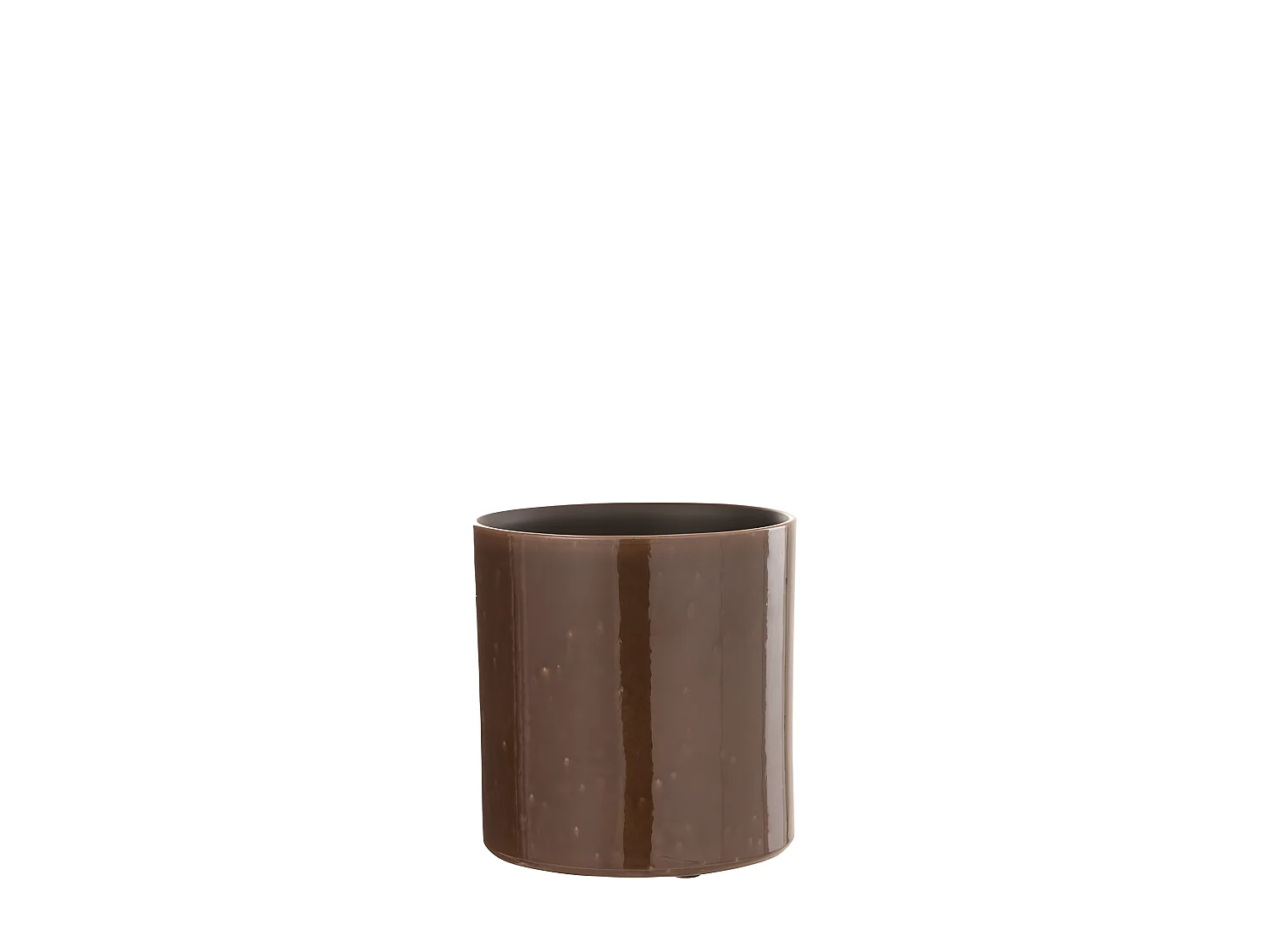 Bruine keramische bloempot 16.5x16x16.5 cm