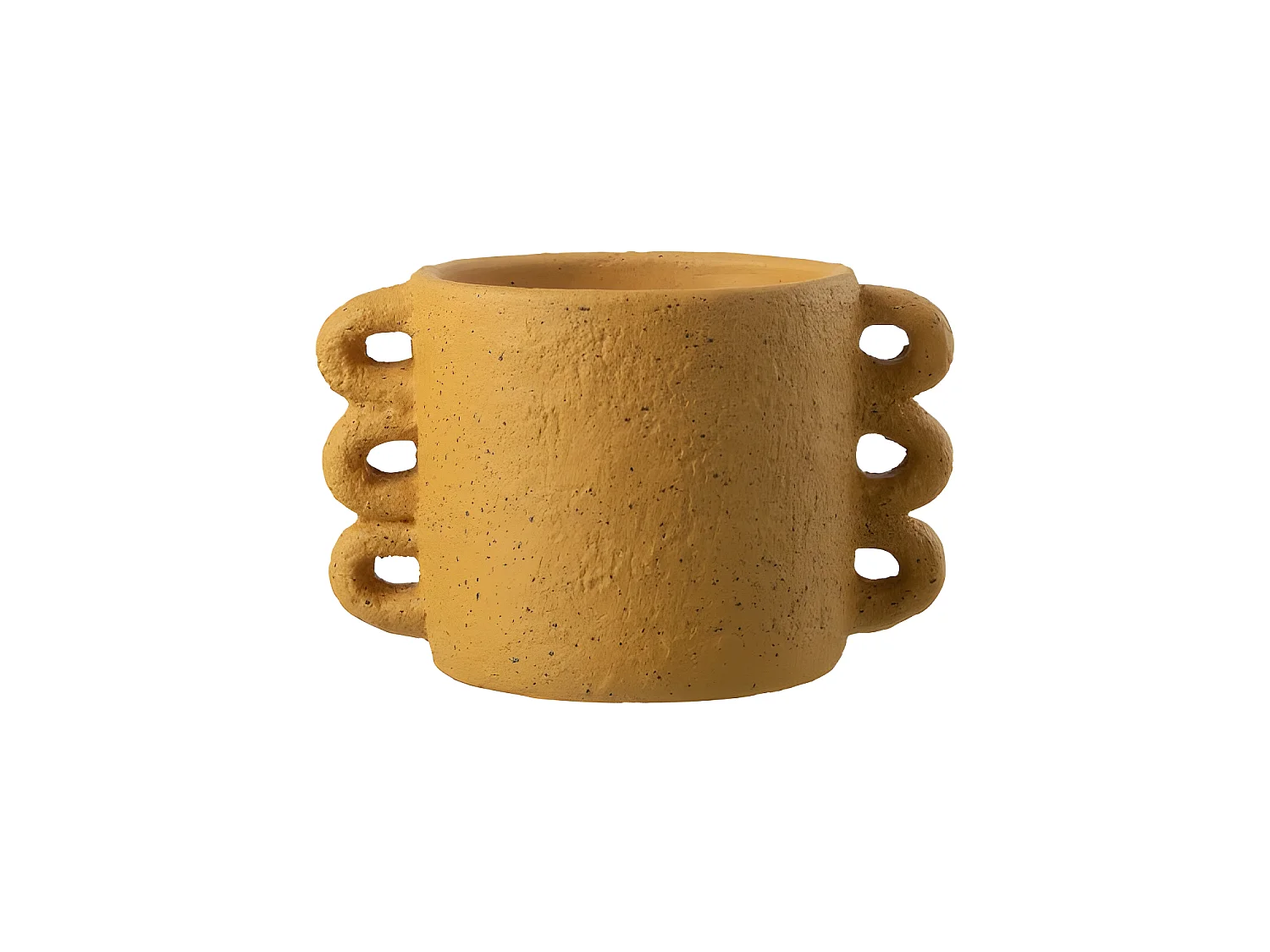 Cache-pot en ciment ocre 25x17.5x16.5 cm