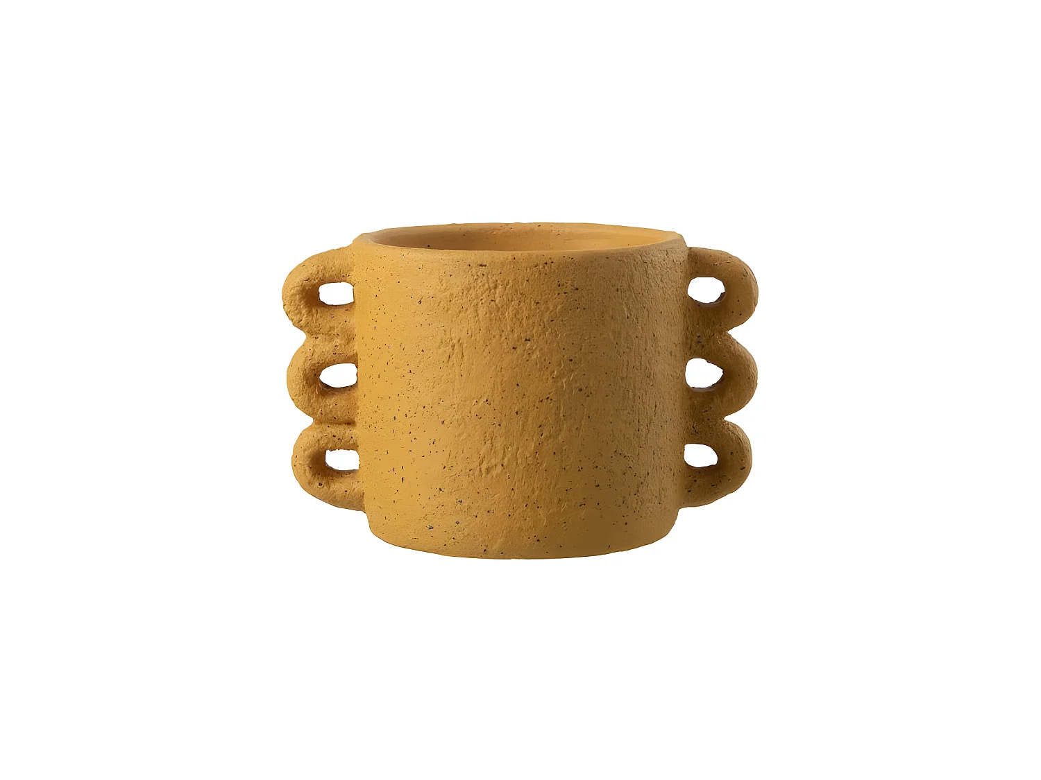 Okerkleurige betonnen bloempot 25x17.5x16.5 cm