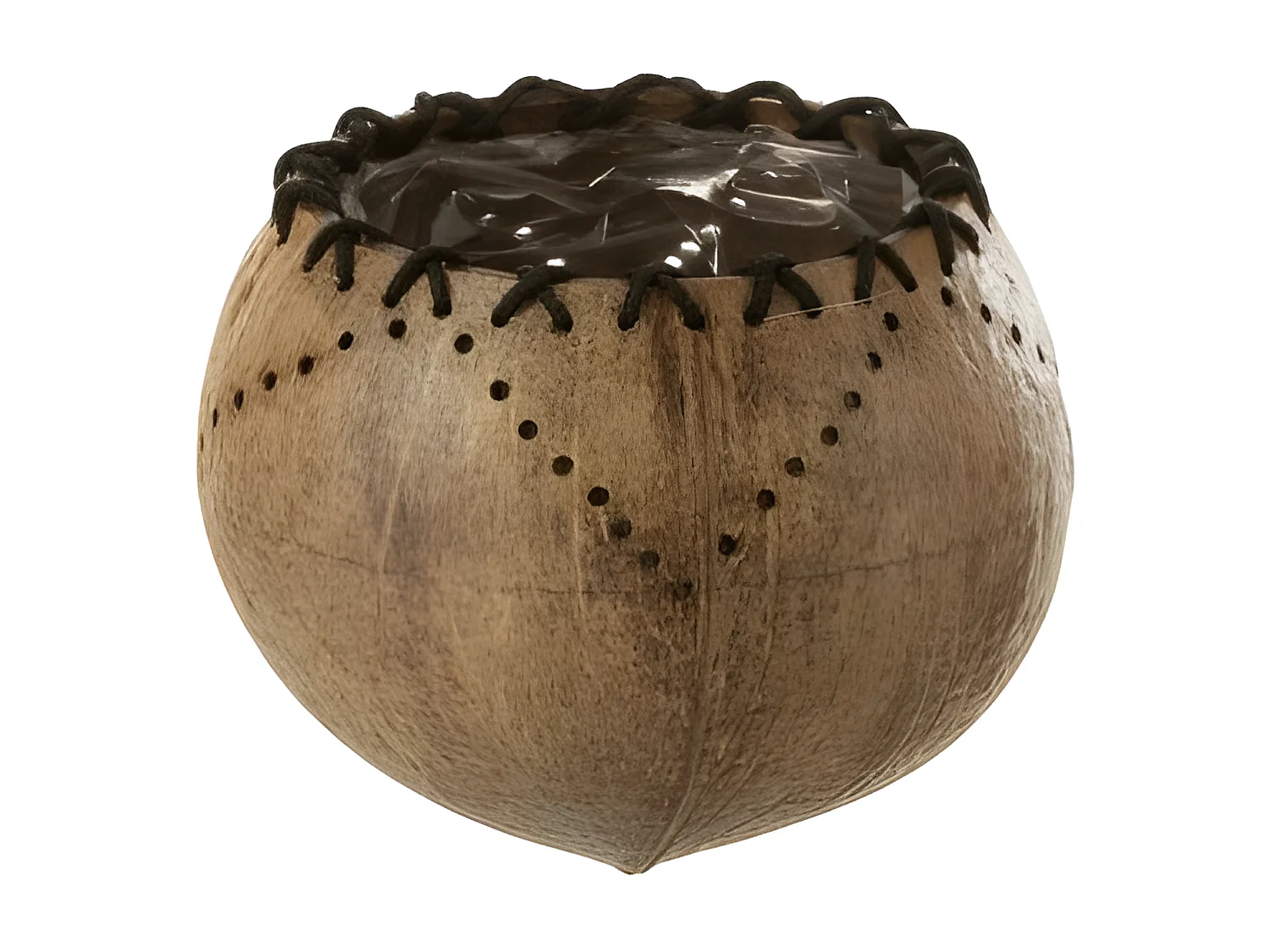 Maceta de coco de plástico marrón de 14x14x10cm