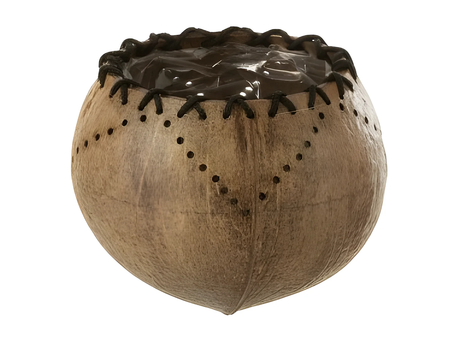 Maceta de coco de plástico marrón de 14x14x10cm