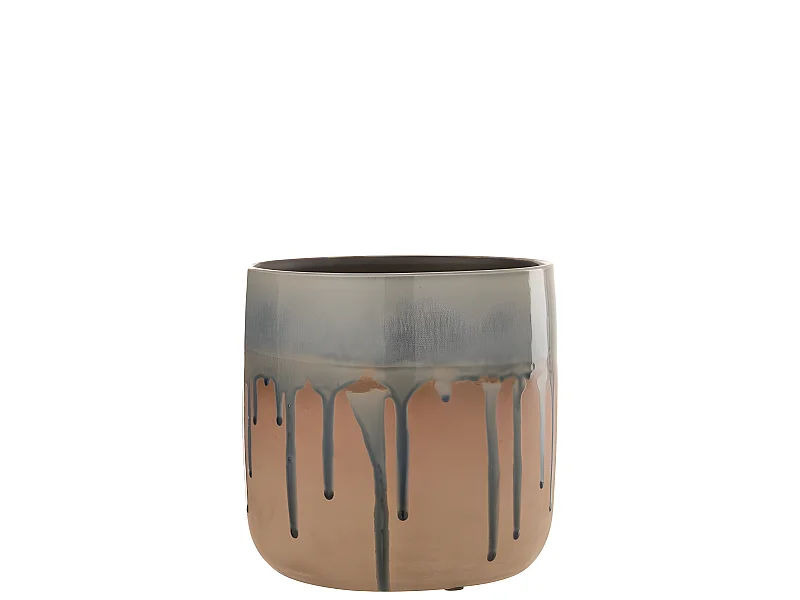 Beige keramische bloempot 22x22x22 cm