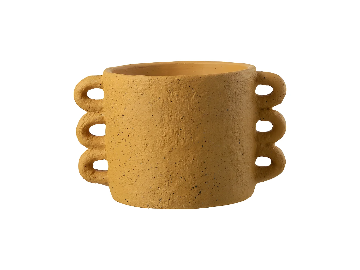 Okerkleurige cementen bloempot 32.5x23x20 cm